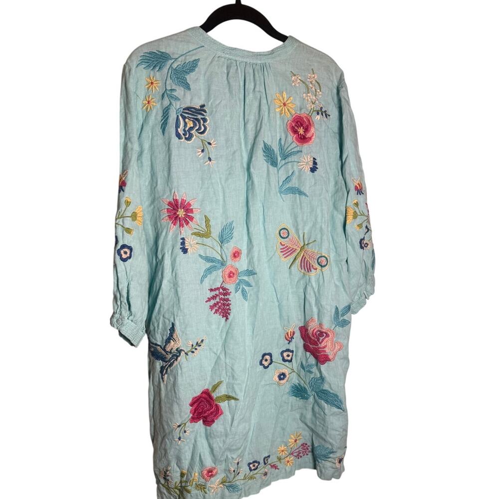 Johnny Was Arla Bishop Linen Embroidered Dress Tunic Sz. L - Picture 4 of 6